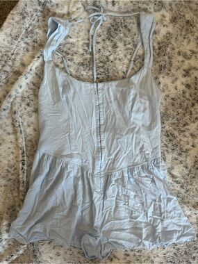 wild fable Light Blue Sleeveless Romper with Tie Back
